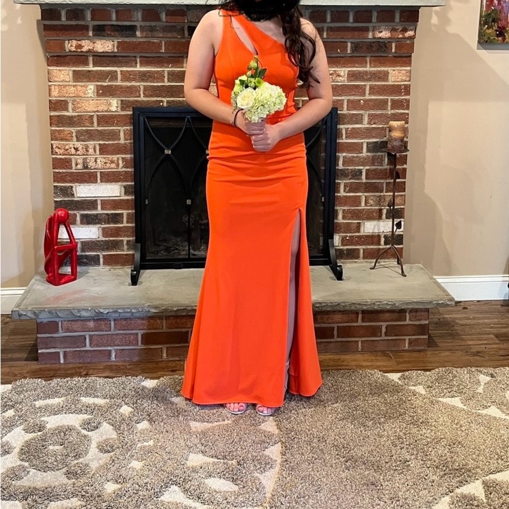 Aqua Brand One Shoulder Full Length Prom Gown/Prom Dress - Picture 3 of 13